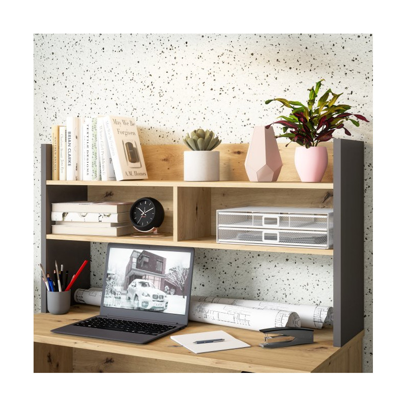 Nadstawka nad biurko 110 cm Modultrick MDUN121 grafit/dąb artisan