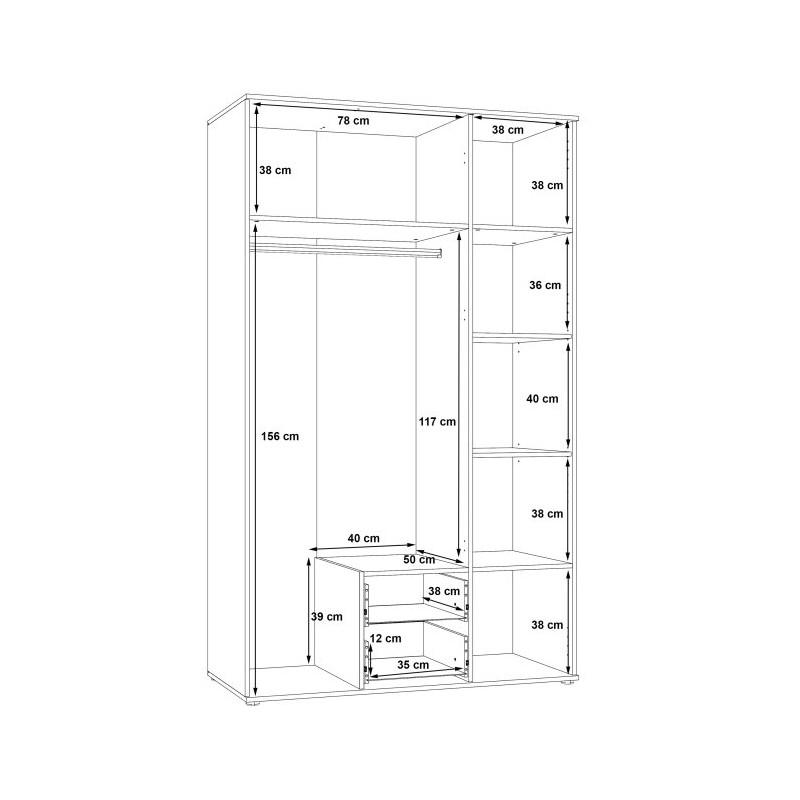 Szafa z lustrem 120 cm Nano NNS83S dąb sonoma