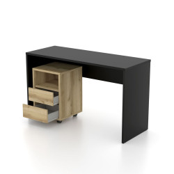 Biurko z kontenerkiem Agapi Czarny onyks/Dąb Grand Helvetia Wieruszów