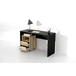 Biurko z kontenerkiem Agapi Czarny onyks/Dąb Grand Helvetia Wieruszów