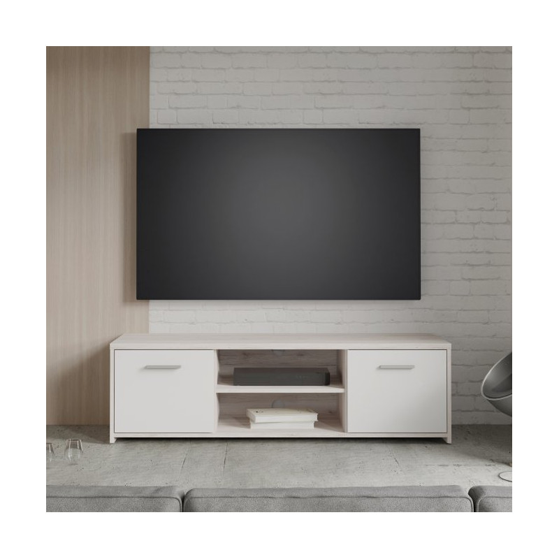 Szafka RTV 140 cm Quadro QDRT13 dąb piaskowy/biały