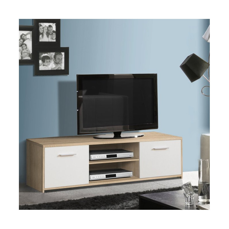 Szafka RTV 140 cm Quadro dąb sonoma/biały | Meble Forte