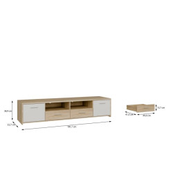 Szafka RTV z szufladami 180 cm Quadro QDRT16 dąb sonoma/biały