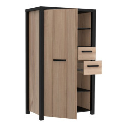 Wysoka szafka z szufladami 90 cm Black Hill BLHS5211 śliwa comano/czarny