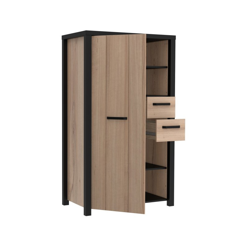 Wysoka szafka z szufladami 90 cm Black Hill BLHS5211 śliwa comano/czarny