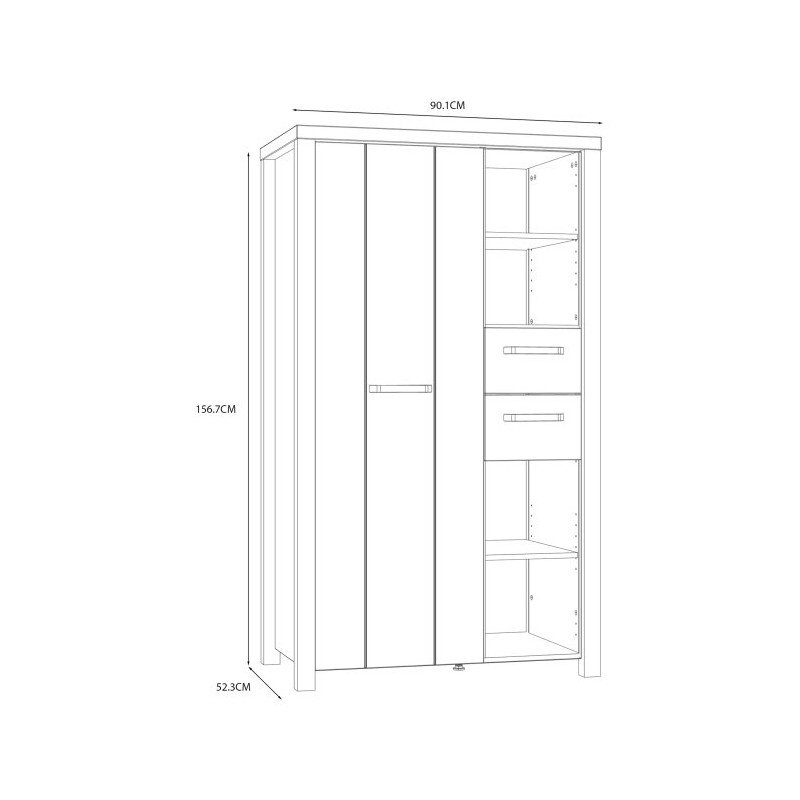 Wysoka szafka z szufladami 90 cm Black Hill BLHS5211 śliwa comano/czarny