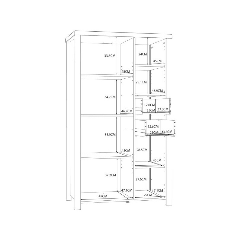 Wysoka szafka z szufladami 90 cm Black Hill BLHS5211 śliwa comano/czarny