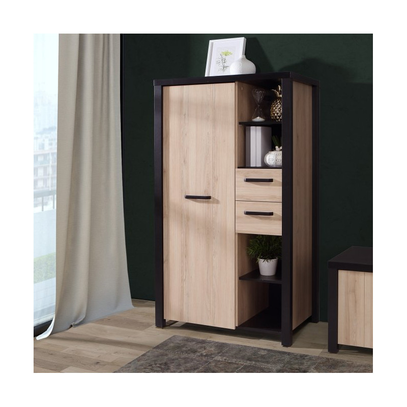 Wysoka szafka z szufladami 90 cm Black Hill BLHS5211 śliwa comano/czarny