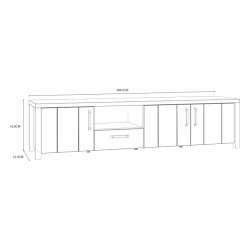 Szafka RTV 210 cm Black Hill BLHT1411 śliwa comano/czarny