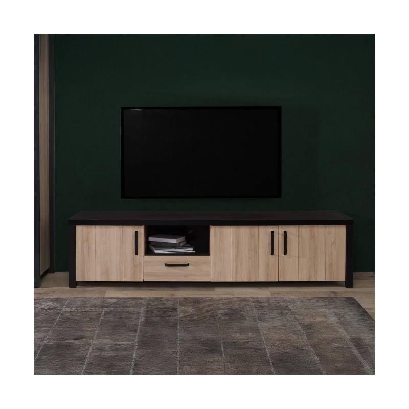 Szafka RTV 210 cm Black Hill BLHT1411 śliwa comano/czarny