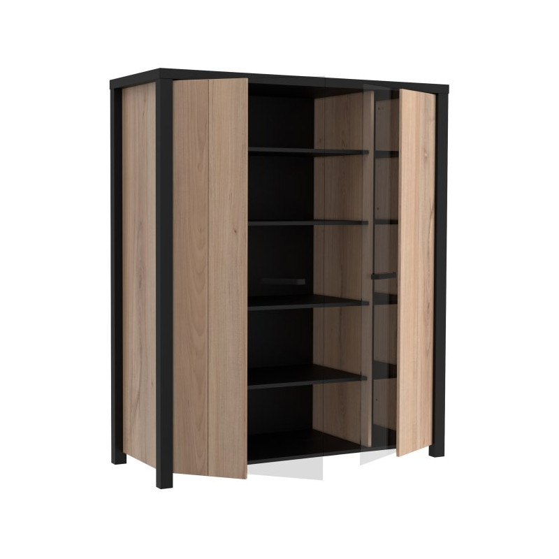 Witryna 130 cm do salonu Black Hill BLHV5311 śliwa comano/czarny