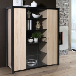 Witryna 130 cm do salonu Black Hill BLHV5311 śliwa comano/czarny