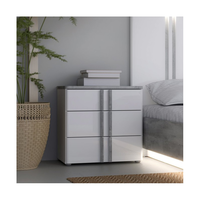 Szafka nocna 60 cm z szufladami Buganvilla BGVK113 loftwood/biały