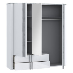 Szafa z lustrem 200 cm Buganvilla BGVS937 loftwood/biały połysk