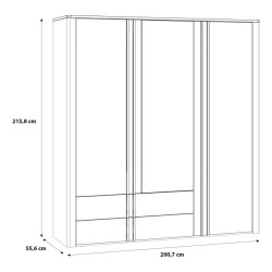 Szafa z lustrem 200 cm Buganvilla BGVS937 loftwood/biały połysk