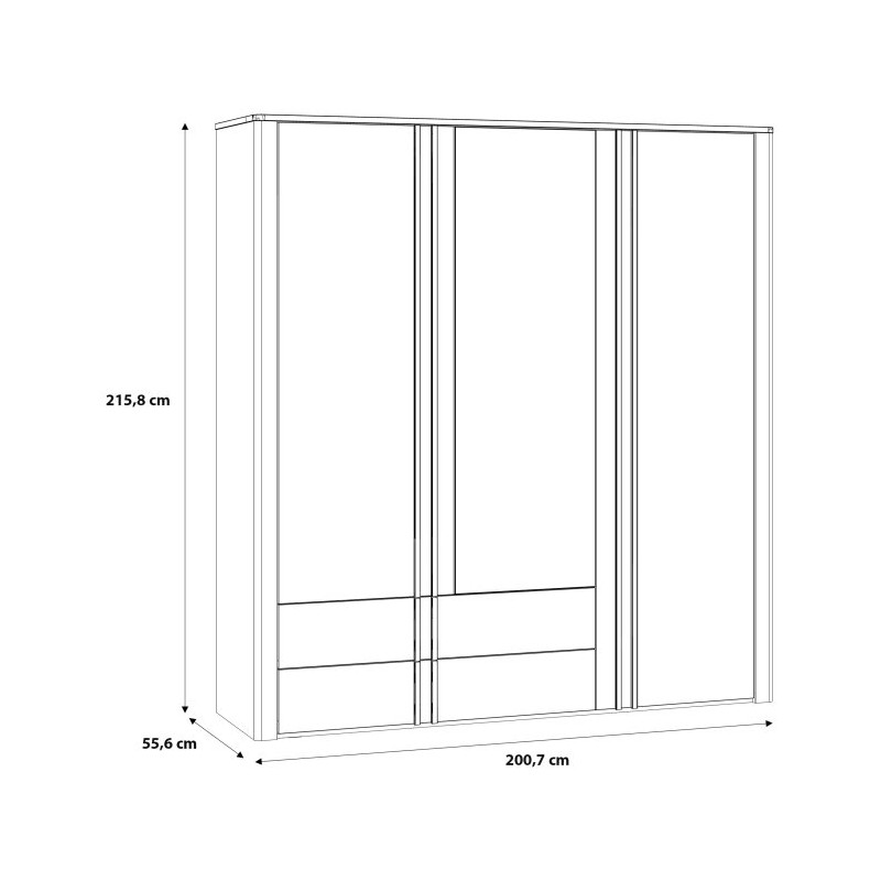 Szafa z lustrem 200 cm Buganvilla BGVS937 loftwood/biały połysk