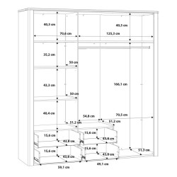 Szafa z lustrem 200 cm Buganvilla BGVS937 loftwood/biały połysk