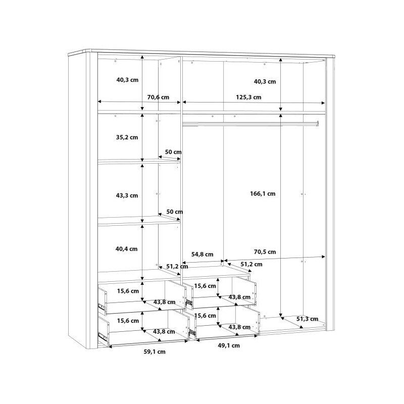 Szafa z lustrem 200 cm Buganvilla BGVS937 loftwood/biały połysk