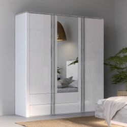 Szafa z lustrem 200 cm Buganvilla BGVS937 loftwood/biały połysk