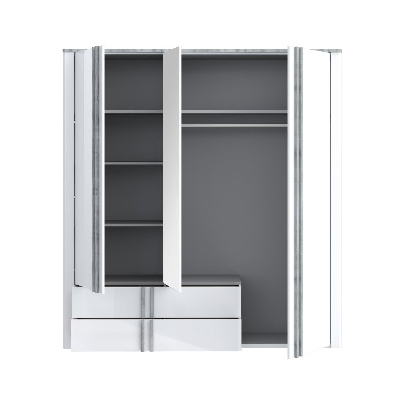 Szafa z lustrem 200 cm Buganvilla BGVS937 loftwood/biały połysk