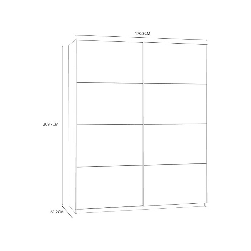 Szafa przesuwna 170 cm Starlet Plus STPS824E1 biały połysk