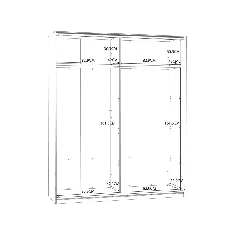 Szafa przesuwna 170 cm Starlet Plus STPS824E1 biały połysk