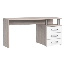 Biurko 140x60 cm z szufladami Rondino RDIB211 biały połysk/dąb piaskowy