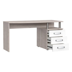 Biurko 140x60 cm z szufladami Rondino RDIB211 biały połysk/dąb piaskowy