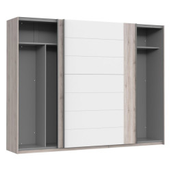 Szafa przesuwna 270 cm Rondino RDNS127E1 dąb piaskowy/biały połysk