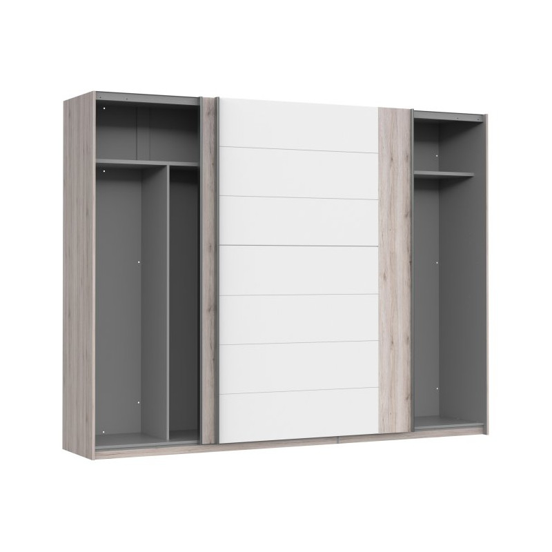 Szafa przesuwna 270 cm Rondino RDNS127E1 dąb piaskowy/biały połysk