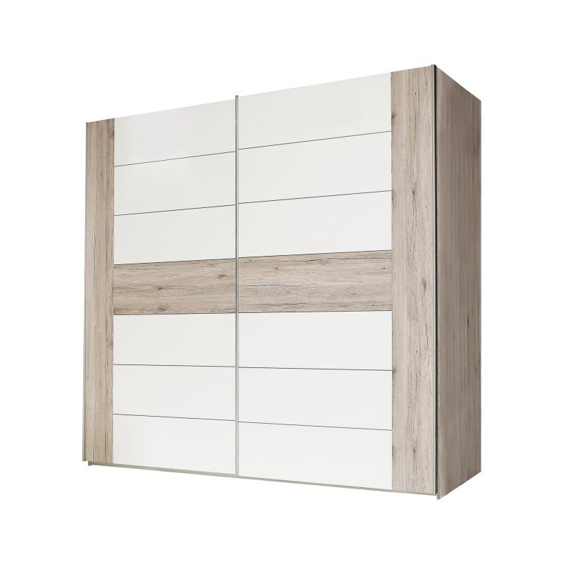 Szafa przesuwna 270 cm Rondino RDNS127E1 dąb piaskowy/biały połysk