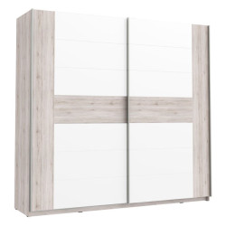 Szafa przesuwna 220 cm Rondino RDNS827E1T dąb piaskowy/biały połysk