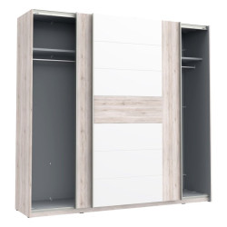 Szafa przesuwna 220 cm Rondino RDNS827E1T dąb piaskowy/biały połysk