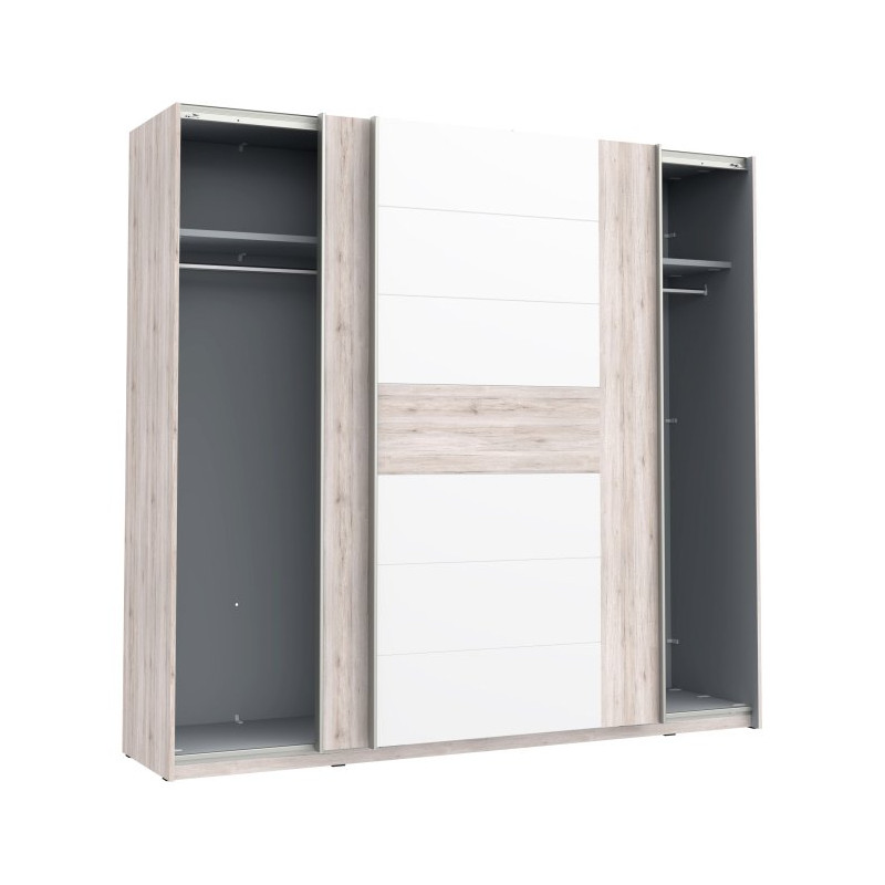 Szafa przesuwna 220 cm Rondino RDNS827E1T dąb piaskowy/biały połysk