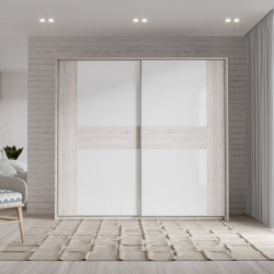 Szafa przesuwna 220 cm Rondino RDNS827E1T dąb piaskowy/biały połysk