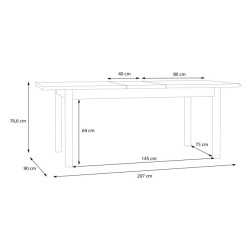 Stół rozkładany 160x90 cm Penkridge TBLT7029 secret grey/dąb szlachetny