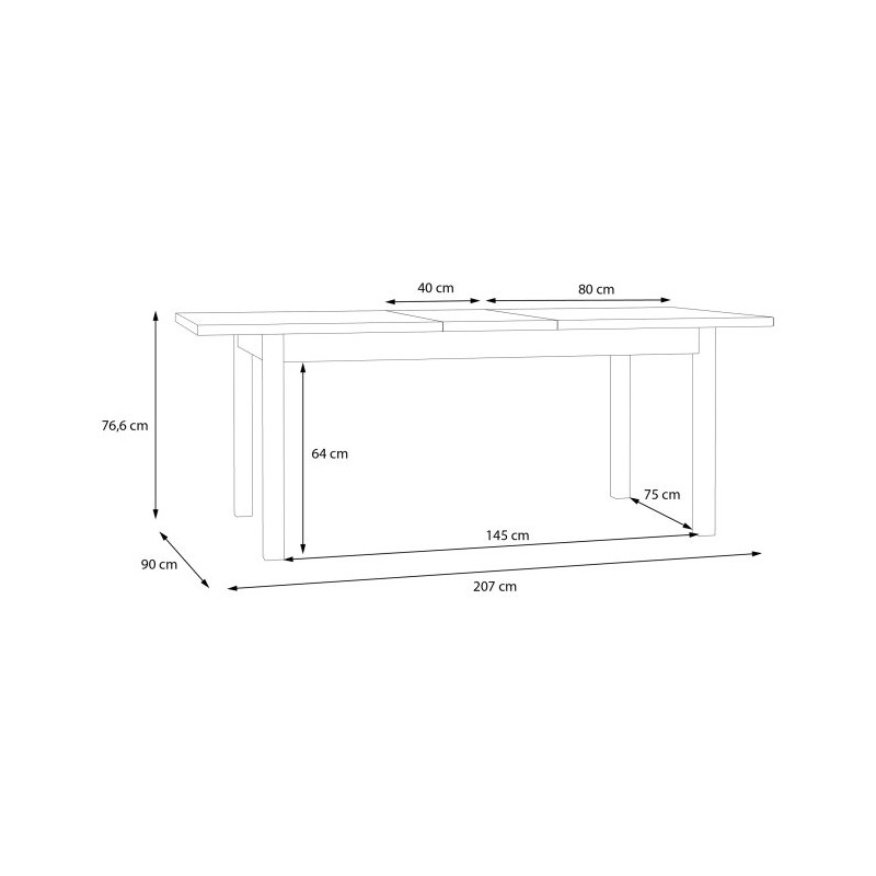 Stół rozkładany 160x90 cm Penkridge TBLT7029 secret grey/dąb szlachetny