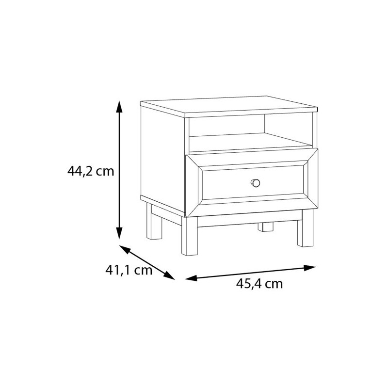 Szafka nocna 45 cm z szufladą Penkridge PQRK112 secret grey/dąb szlachetny