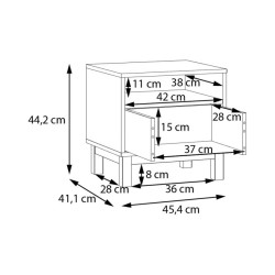Szafka nocna 45 cm z szufladą Penkridge PQRK112 secret grey/dąb szlachetny