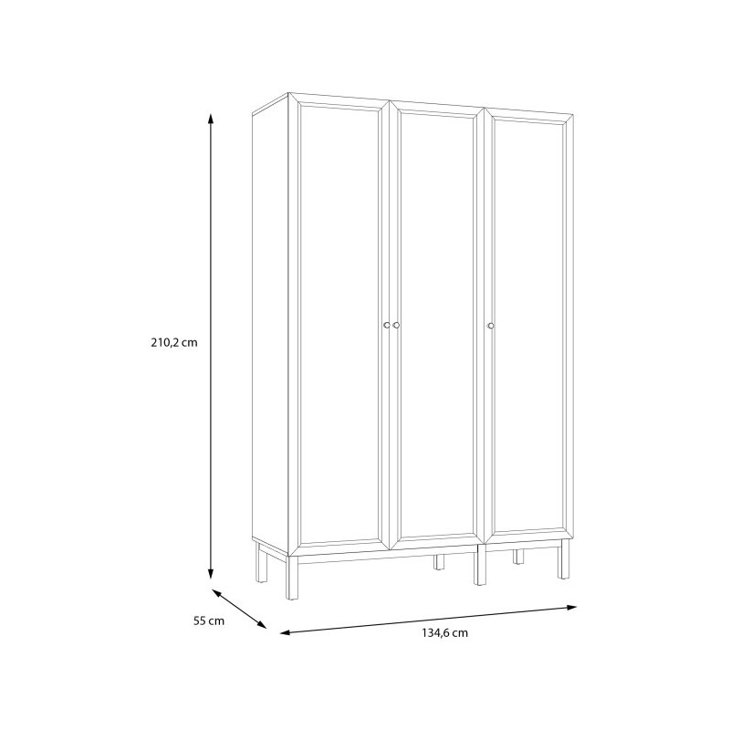 Szafa otwierana 140 cm Penkridge PQRS831 secret grey/dąb szlachetny
