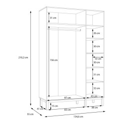 Szafa otwierana 140 cm Penkridge PQRS831 secret grey/dąb szlachetny