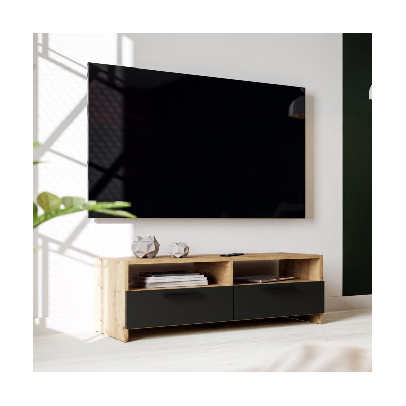 Szafka RTV 100 cm Helppo FINBNT12 dąb artisan/czarny