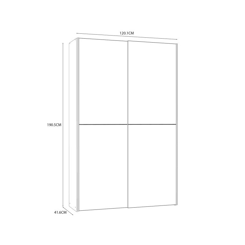 Szafa przesuwna dwudrzwiowa 120 cm Ozzula OZLS62237 dąb sonoma/biały