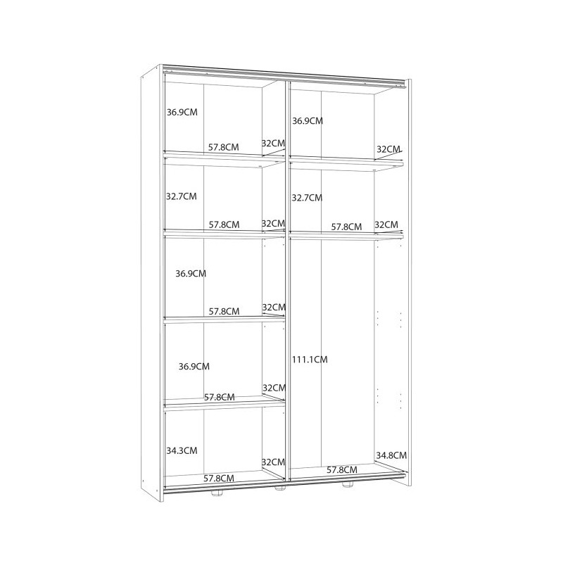 Szafa przesuwna dwudrzwiowa 120 cm Ozzula OZLS62237 dąb sonoma/biały