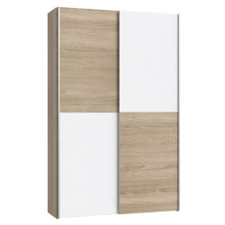 Szafa przesuwna dwudrzwiowa 120 cm Ozzula OZLS62237 dąb sonoma/biały