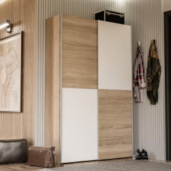 Szafa przesuwna dwudrzwiowa 120 cm Ozzula OZLS62237 dąb sonoma/biały
