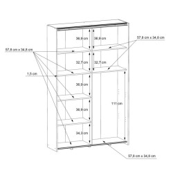 Szafa przesuwna 120 cm Ozzula OZLS722X7 old wood vintage/beton