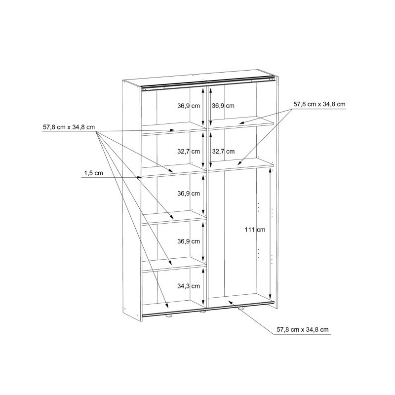 Szafa przesuwna 120 cm Ozzula OZLS722X7 old wood vintage/beton