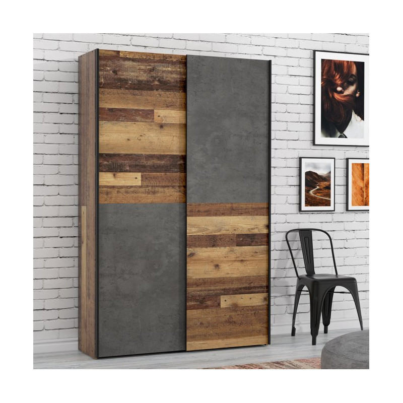 Szafa przesuwna 120 cm Ozzula OZLS722X7 old wood vintage/beton