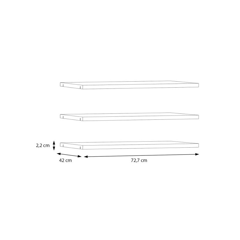 Półki 3 szt do szafy Sophistispace DLFD72 szary